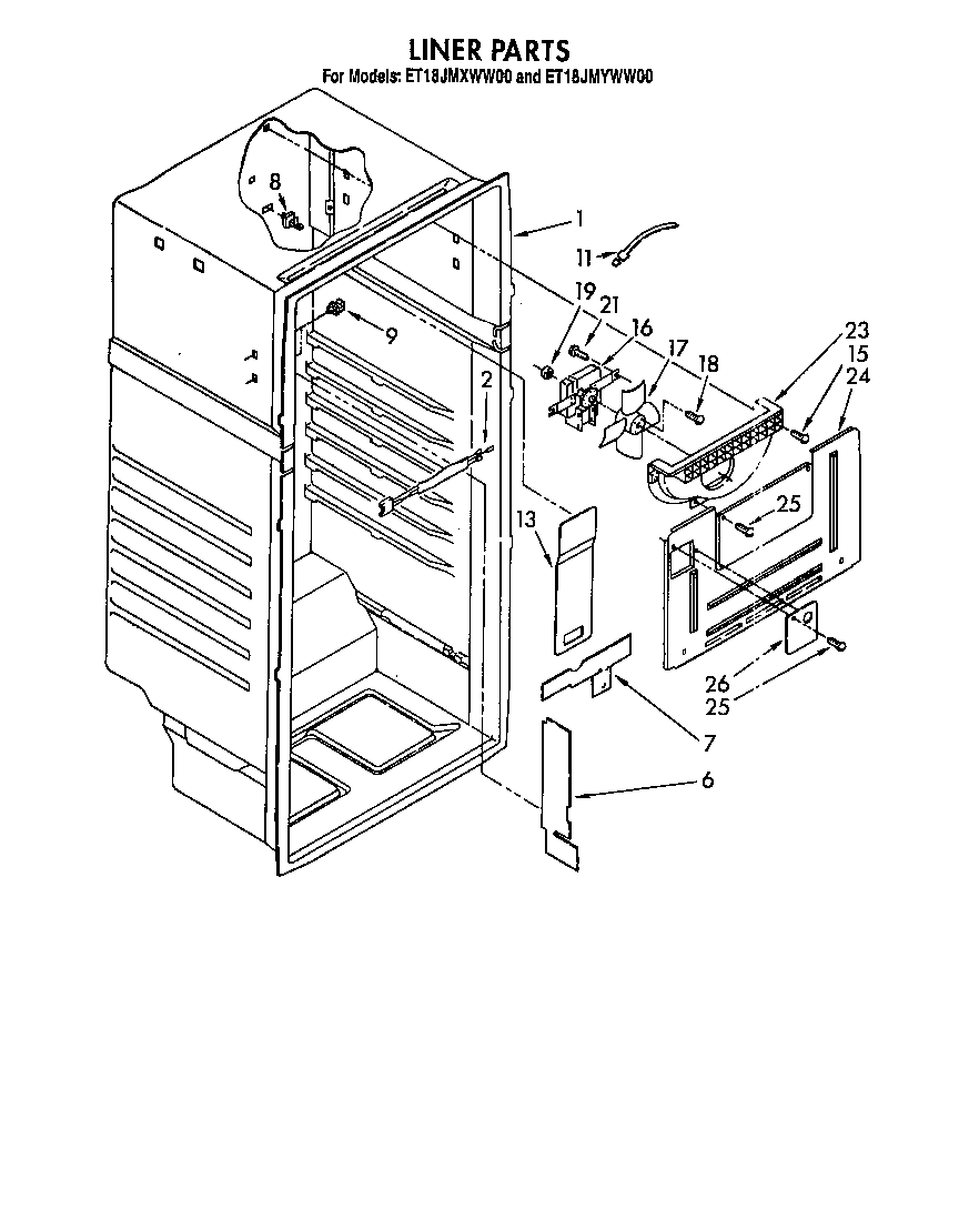 Whirlpool ET18JMXWN00 liner diagram