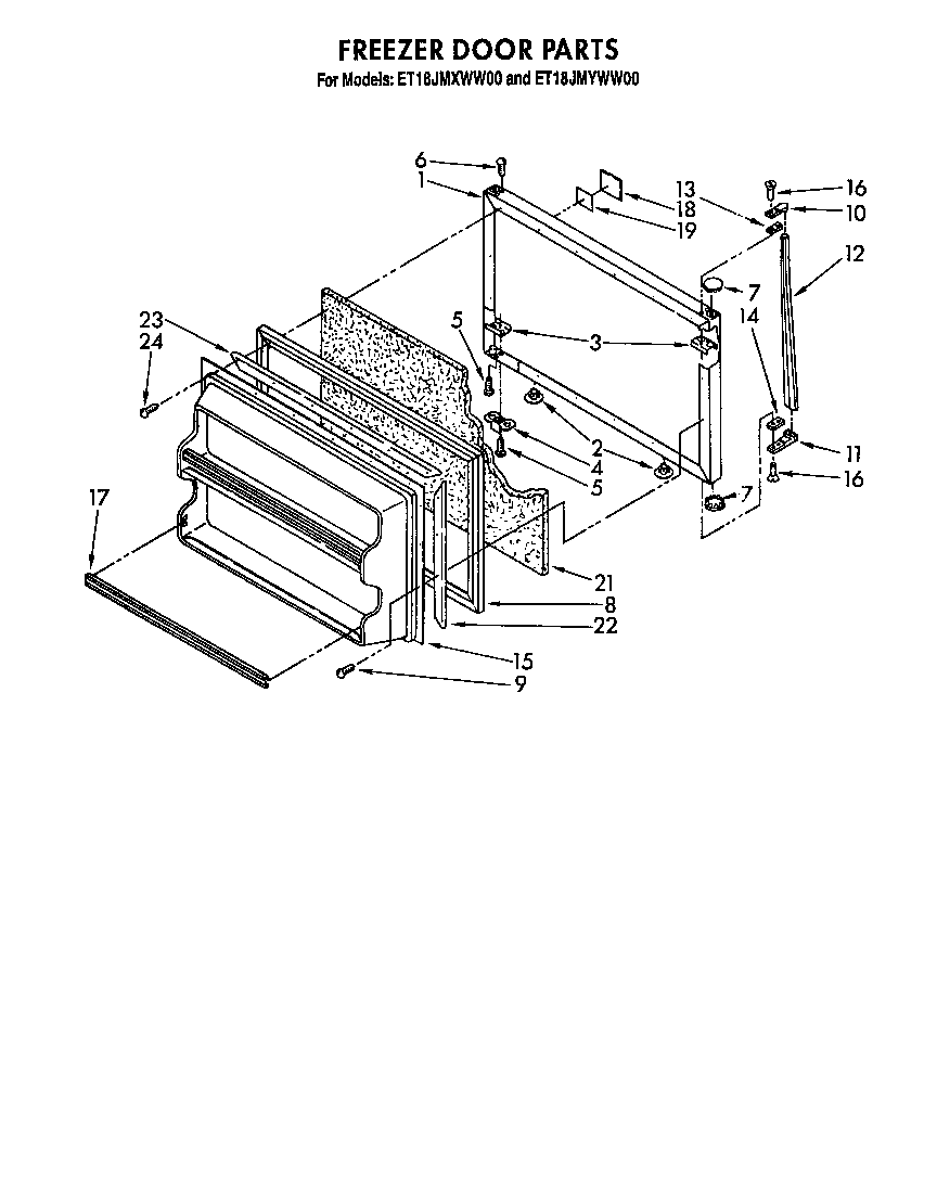 Whirlpool ET18JMXWN00 freezer door diagram