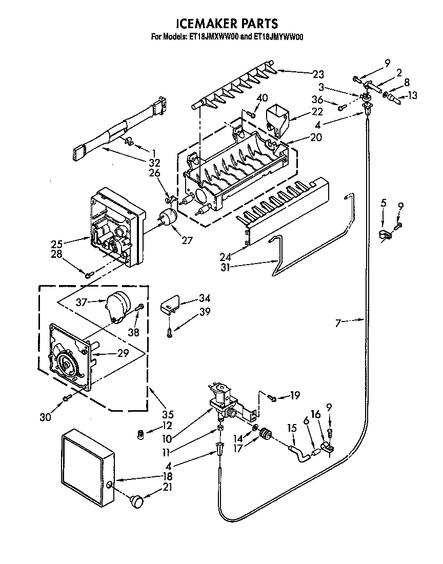 Whirlpool ET18JMXWN00 icemaker diagram