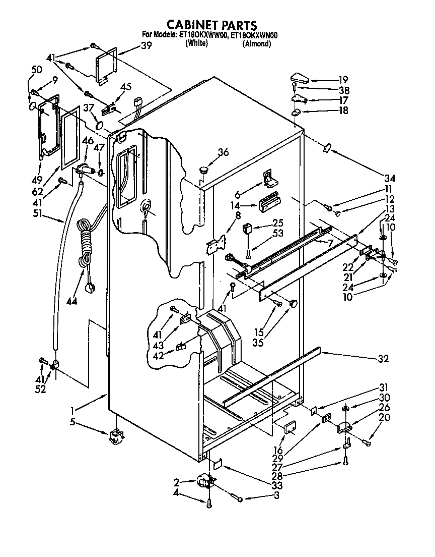 Whirlpool ET18OKXWN00 cabinet diagram