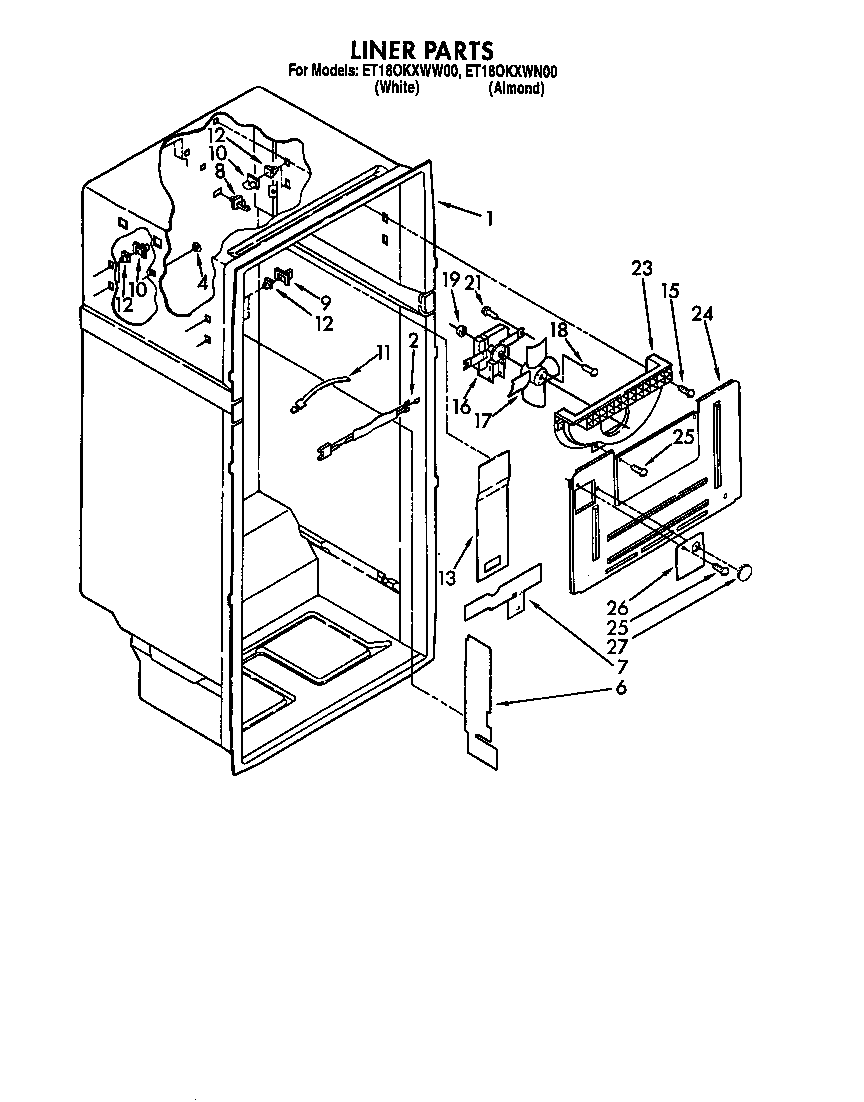 Whirlpool ET18OKXWN00 liner diagram