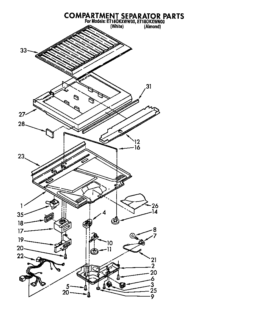 Whirlpool ET18OKXWN00 compartment separator diagram