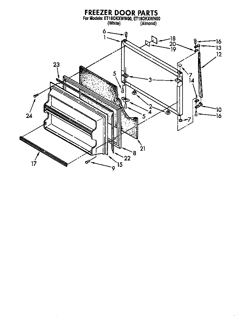 Whirlpool ET18OKXWN00 freezer door diagram
