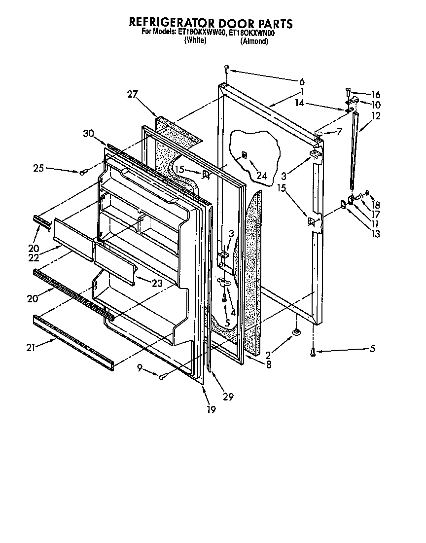Whirlpool ET18OKXWN00 refrigerator door diagram