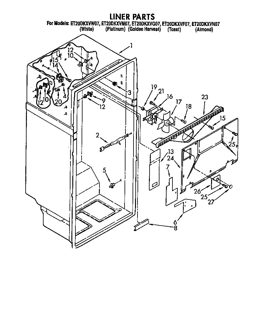Whirlpool ET20DKXVN07 liner diagram