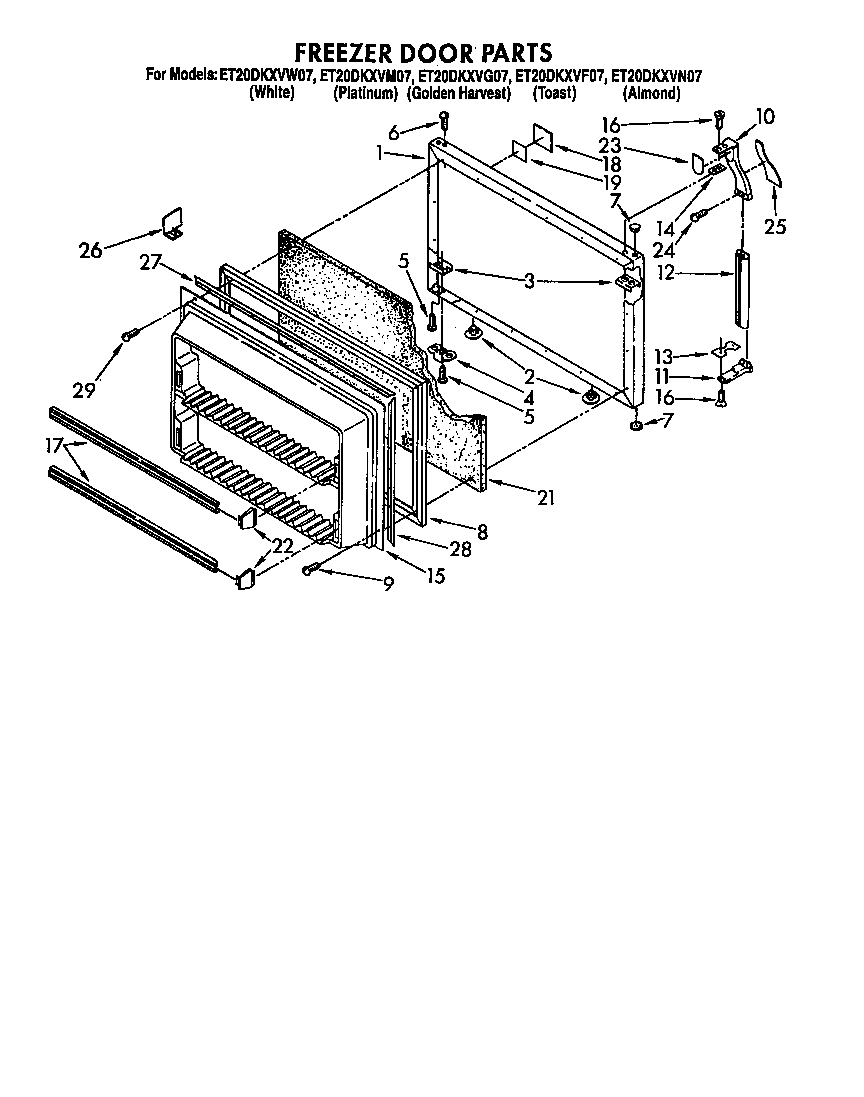 Whirlpool ET20DKXVN07 freezer door diagram