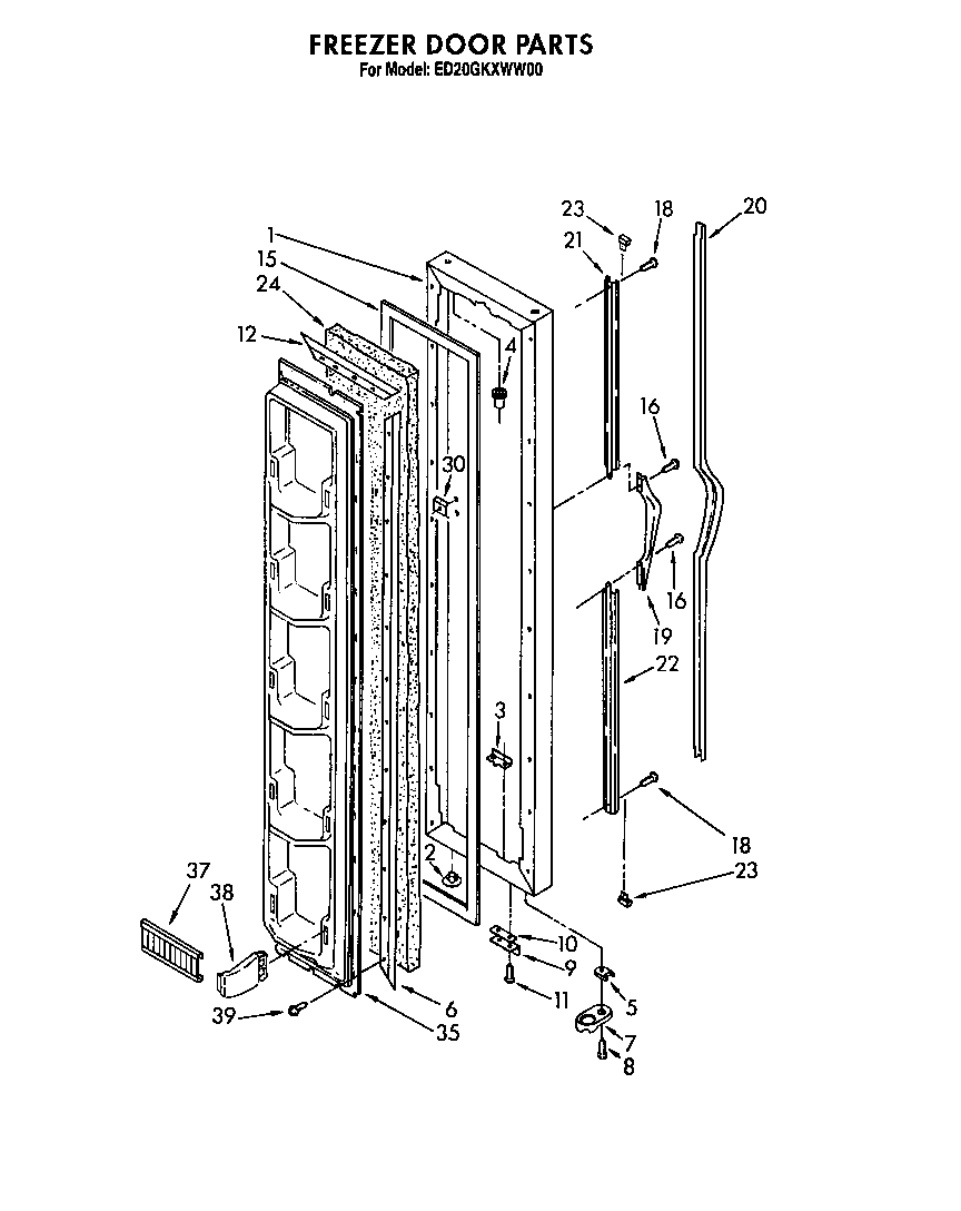 Whirlpool ED20GKXWN00 freezer door diagram