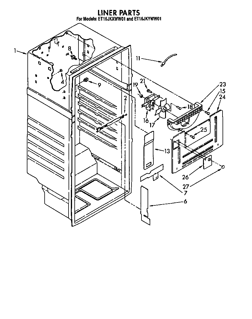 Whirlpool ET16JKXWW01 liner diagram