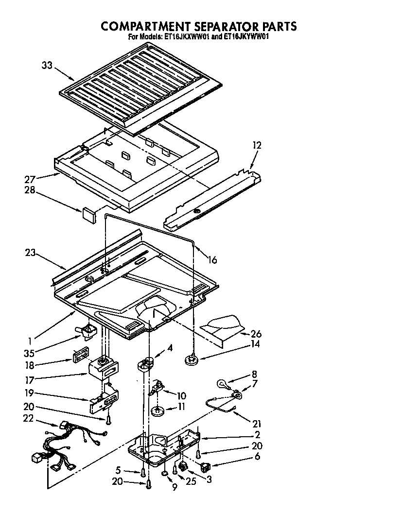 Whirlpool ET16JKXWW01 compartment separator diagram