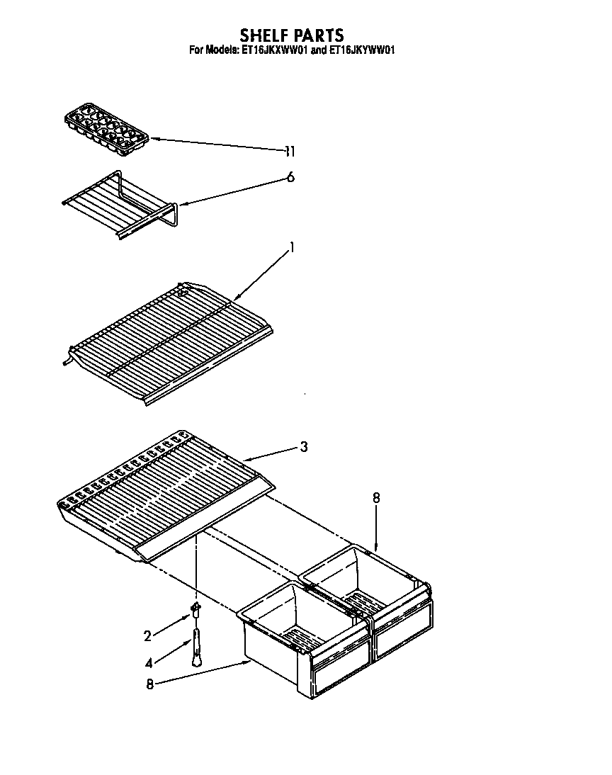Whirlpool ET16JKXWW01 shelf diagram