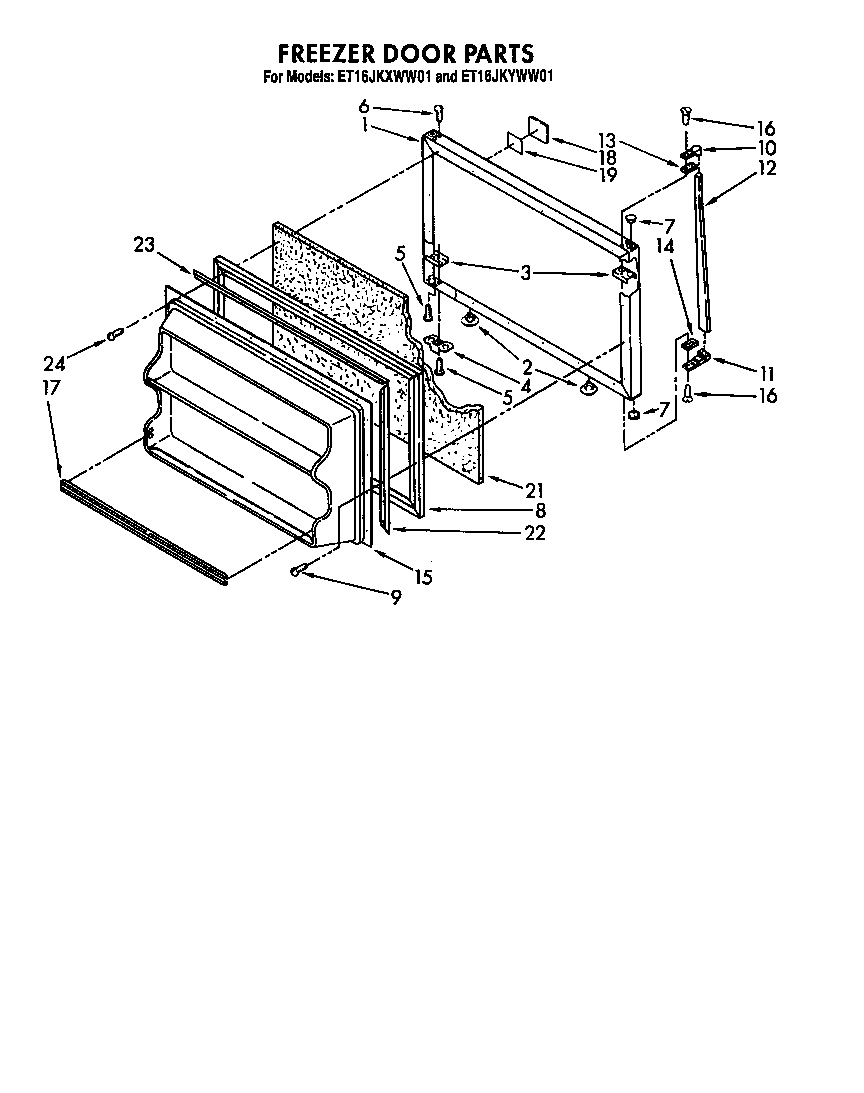 Whirlpool ET16JKXWW01 freezer door diagram
