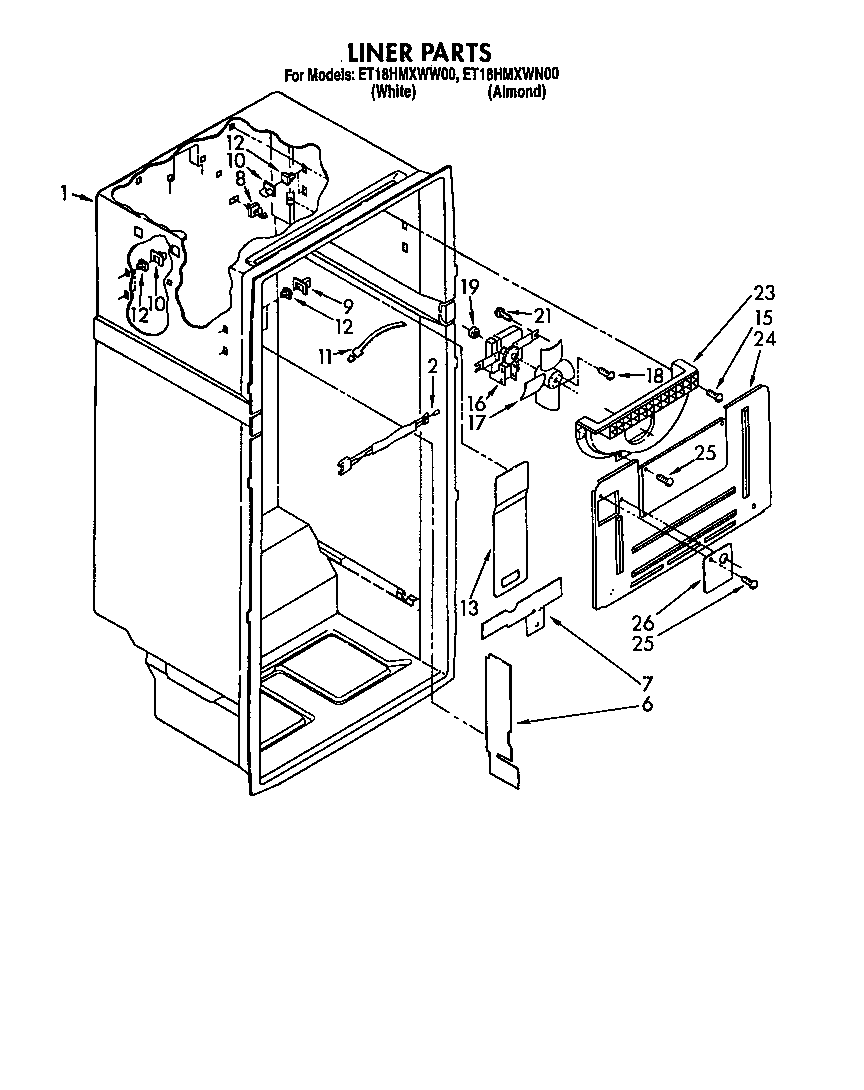 Whirlpool ET18HMXWW00 liner diagram