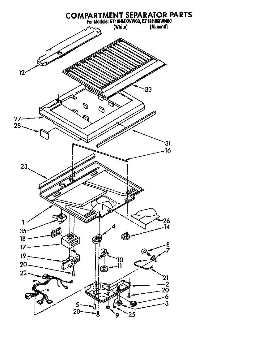 Whirlpool ET18HMXWW00 compartment separator diagram