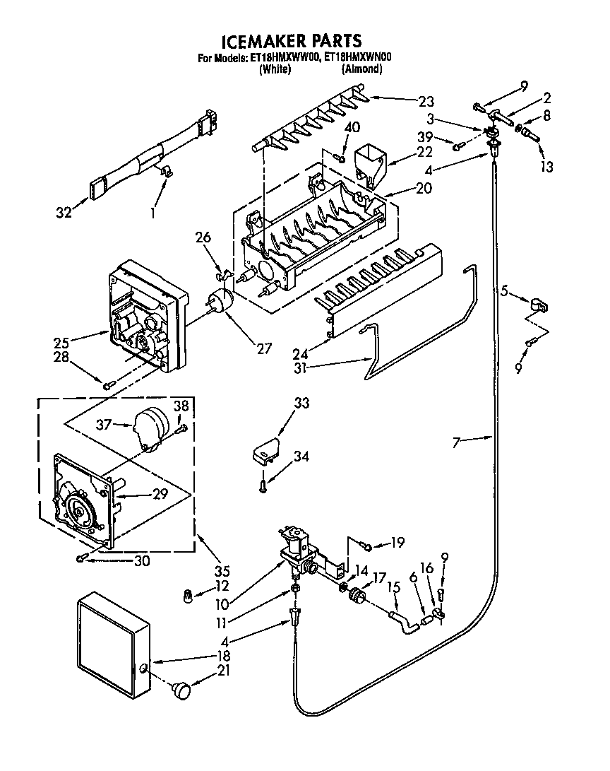 Whirlpool ET18HMXWW00 ice maker diagram