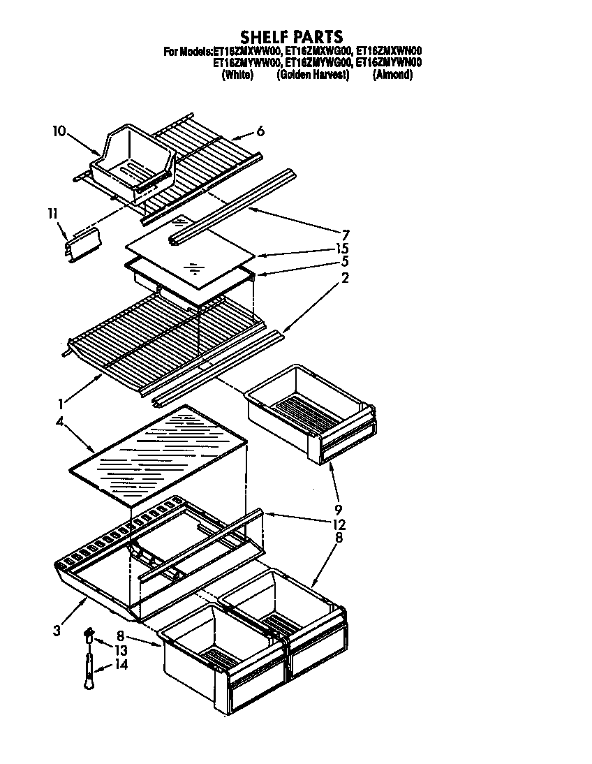 Whirlpool ET16ZMYWG00 shelf diagram