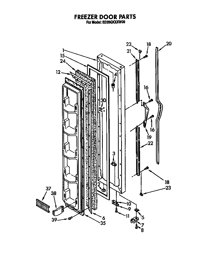 Whirlpool ED20GKXXW00 freezer door diagram