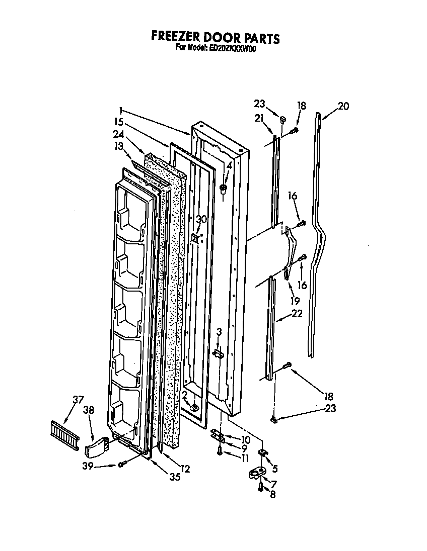 Whirlpool ED20ZKXXG00 freezer door diagram