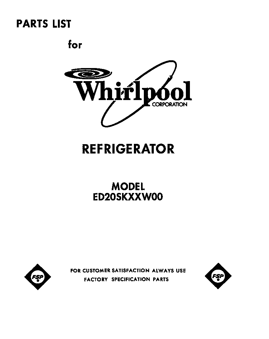 Whirlpool ED20SKXXW00 front cover diagram