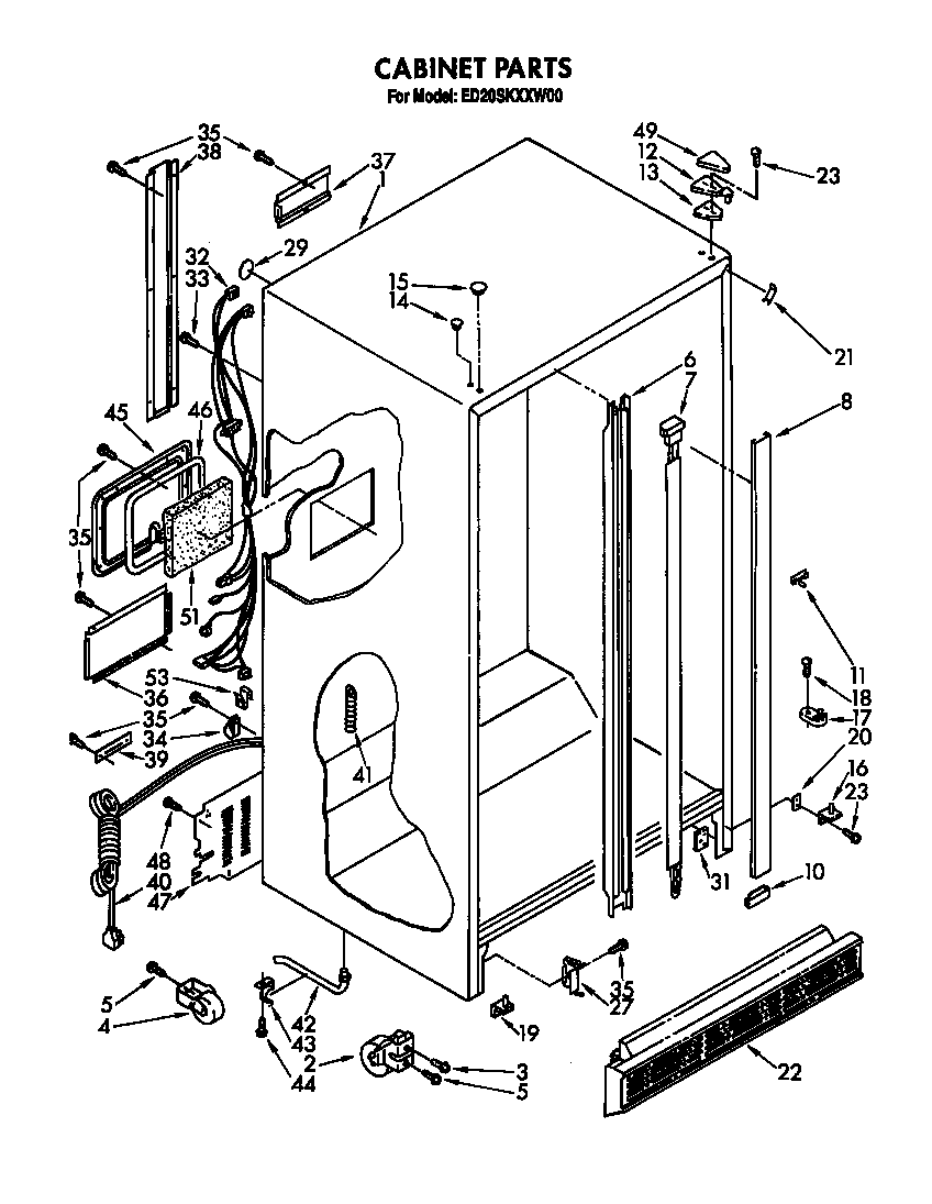 Whirlpool ED20SKXXW00 cabinet diagram