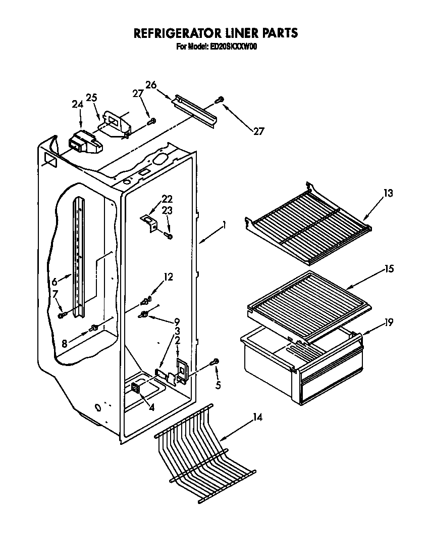 Whirlpool ED20SKXXW00 refrigerator liner diagram