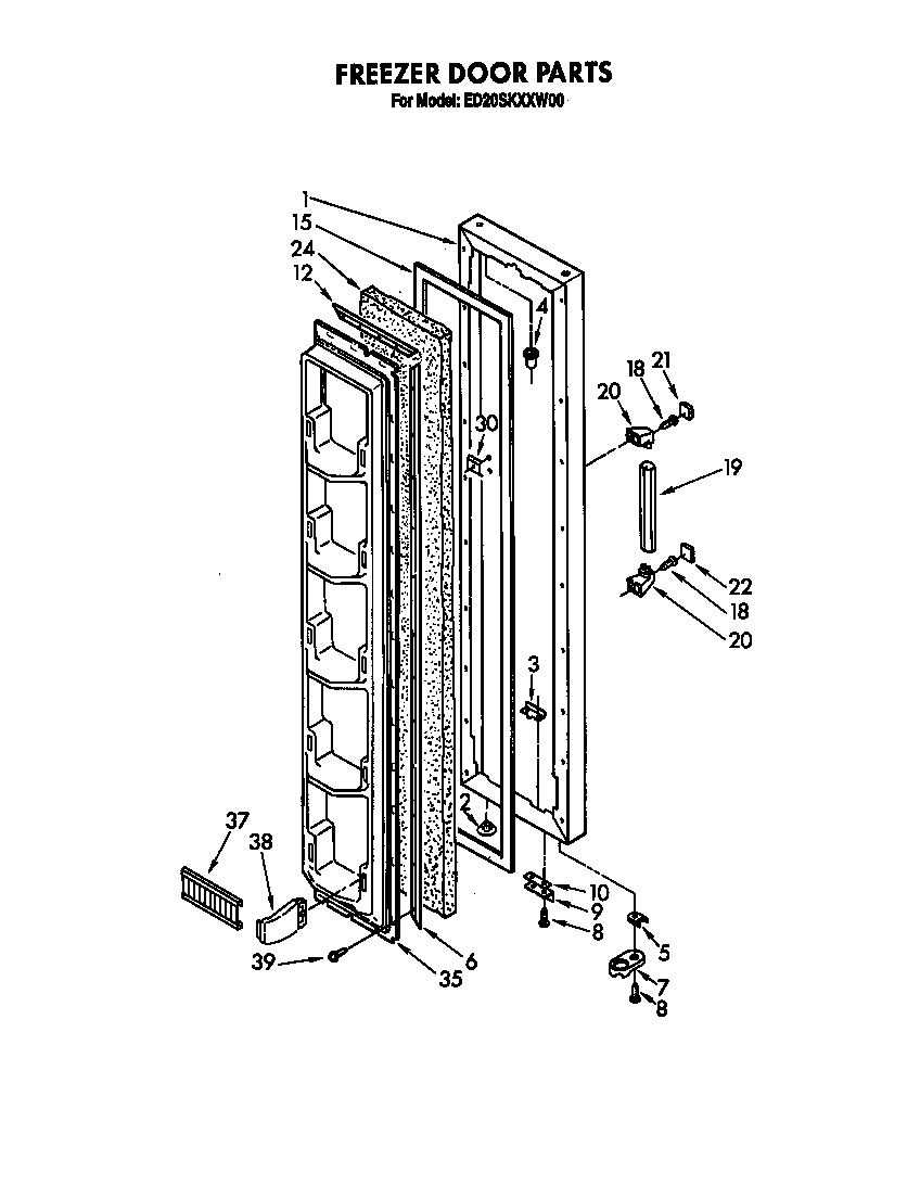 Whirlpool ED20SKXXW00 freezer door diagram