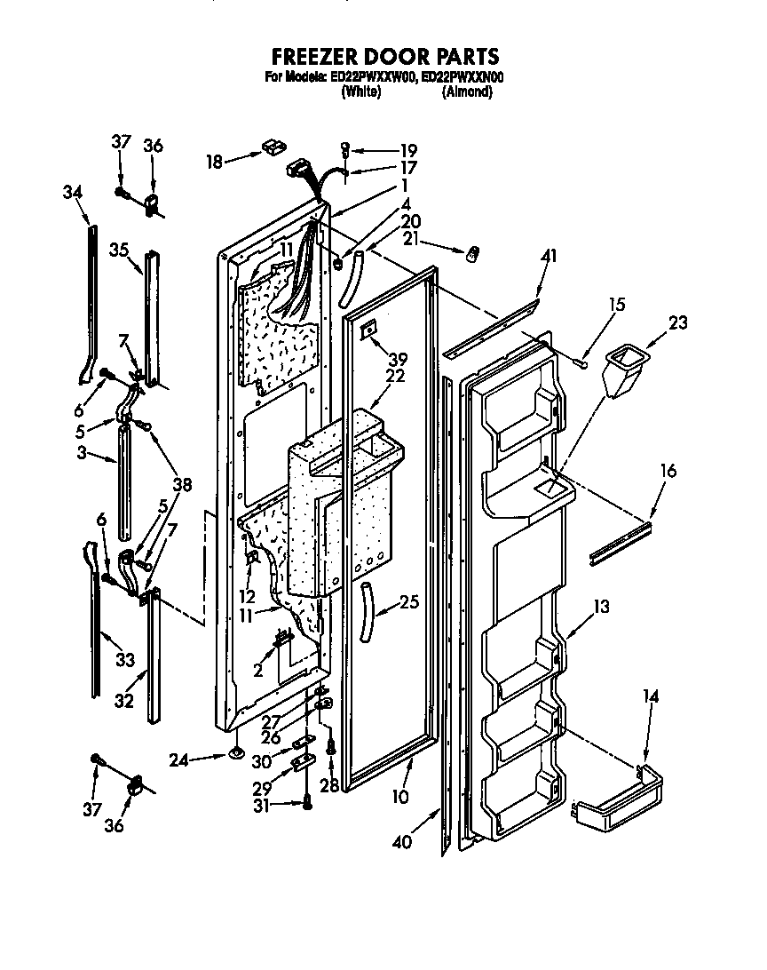 Whirlpool ED22PWXXN00 freezer door diagram