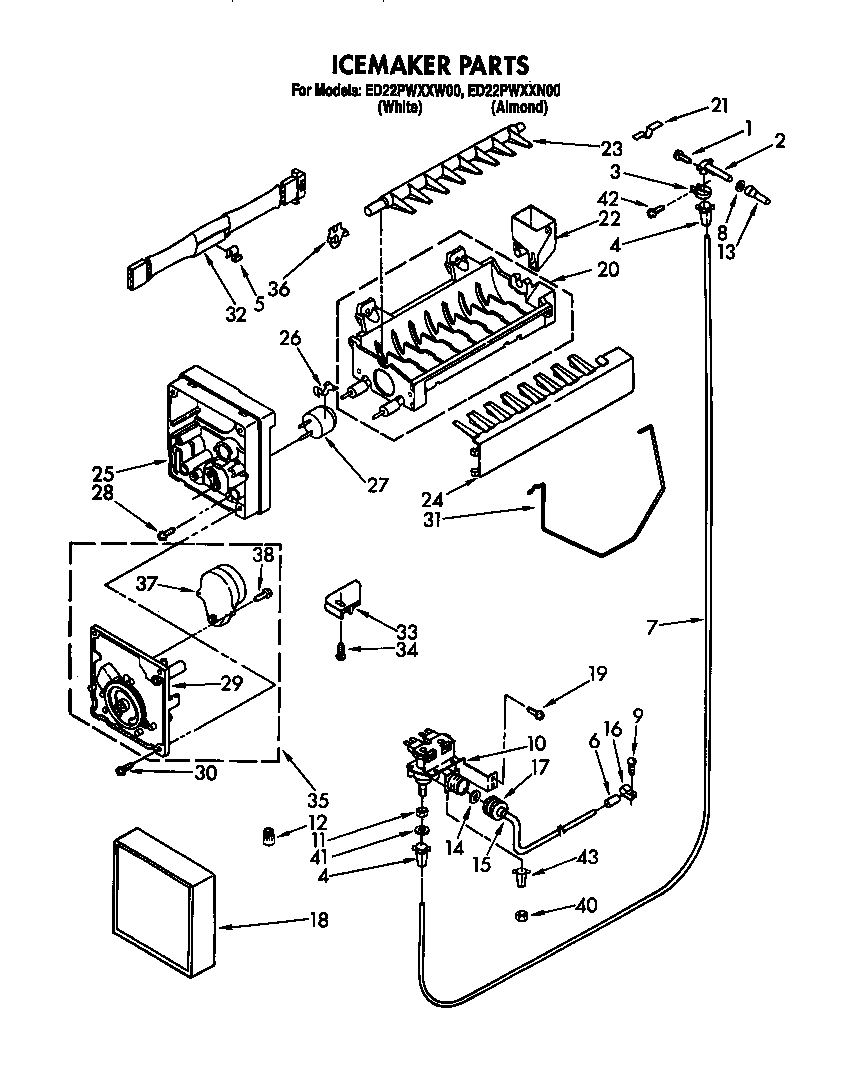 Whirlpool ED22PWXXN00 icemaker diagram