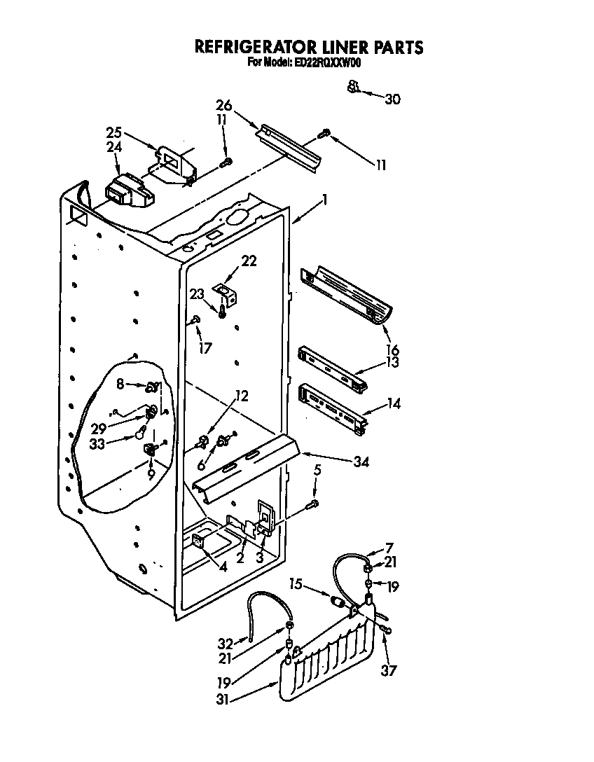 Whirlpool ED22RQXXN00 refrigerator liner diagram