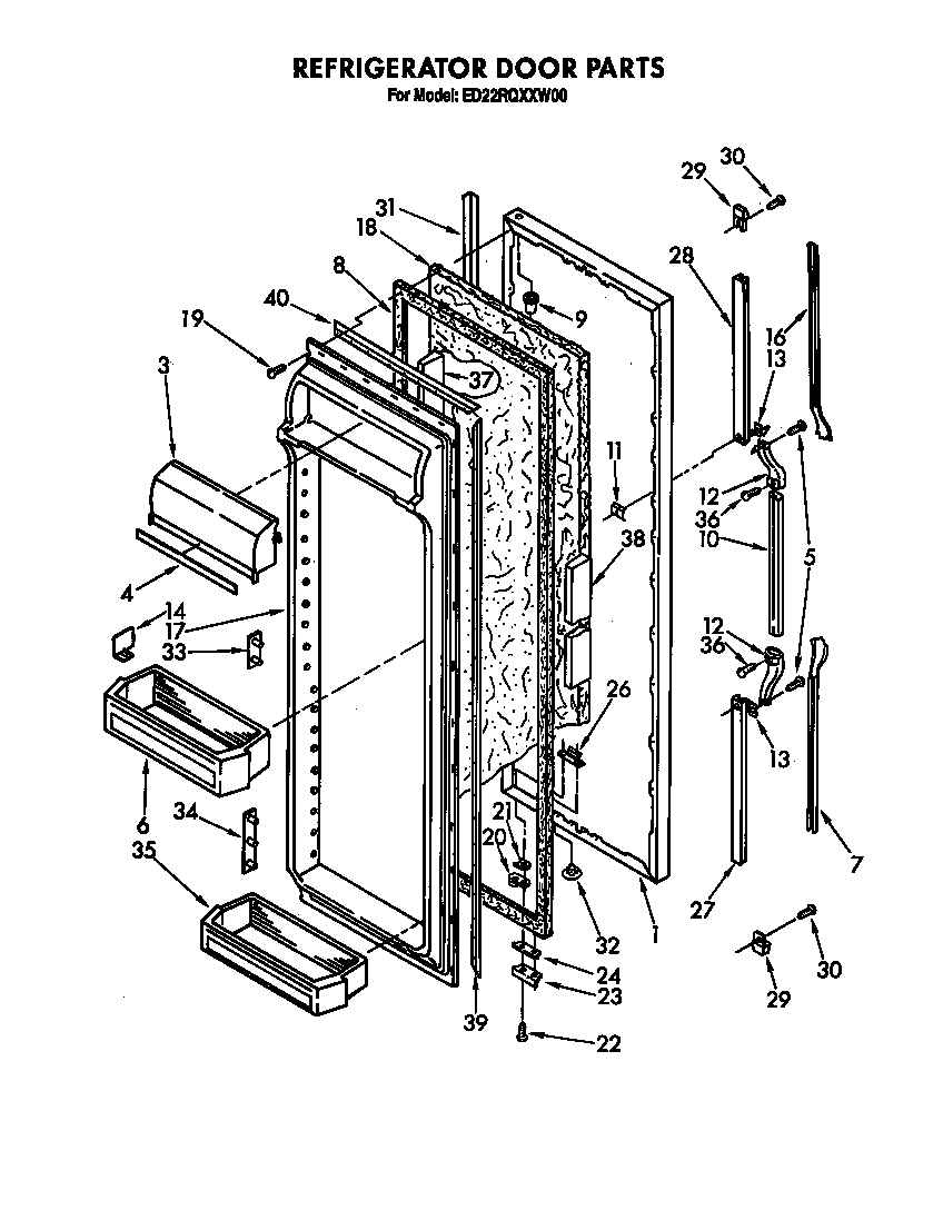 Whirlpool ED22RQXXN00 refrigerator door diagram
