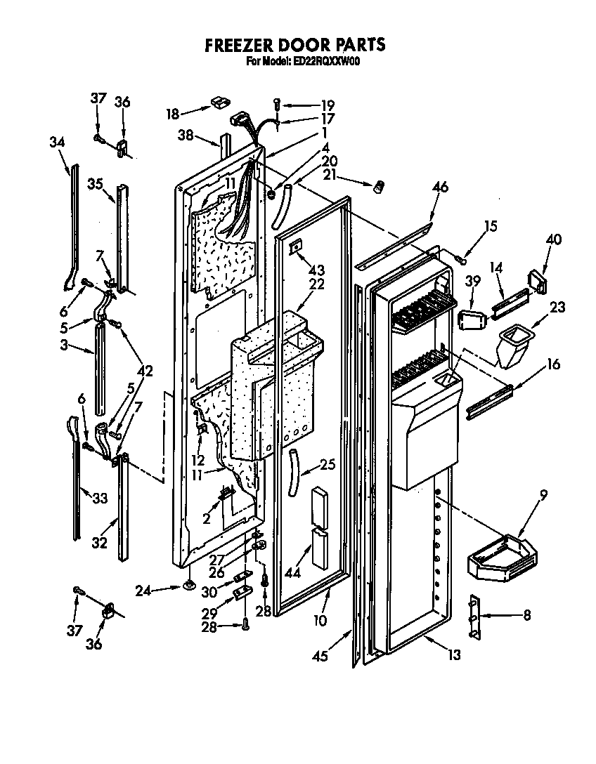 Whirlpool ED22RQXXN00 freezer door diagram