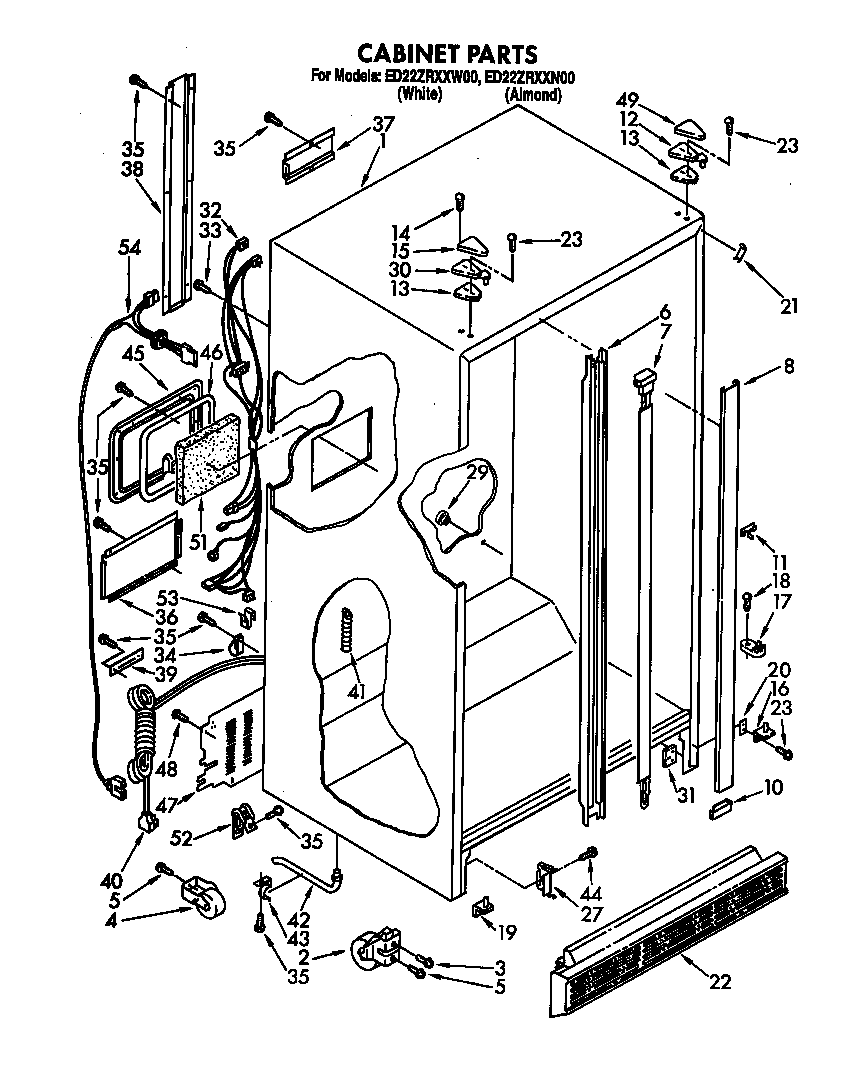 Whirlpool ED22ZRXXW00 cabinet diagram