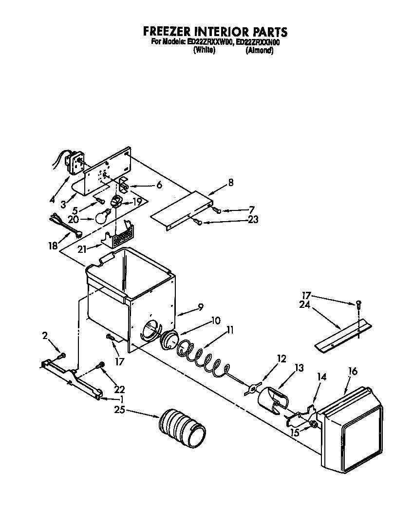 Whirlpool ED22ZRXXW00 freezer interior diagram
