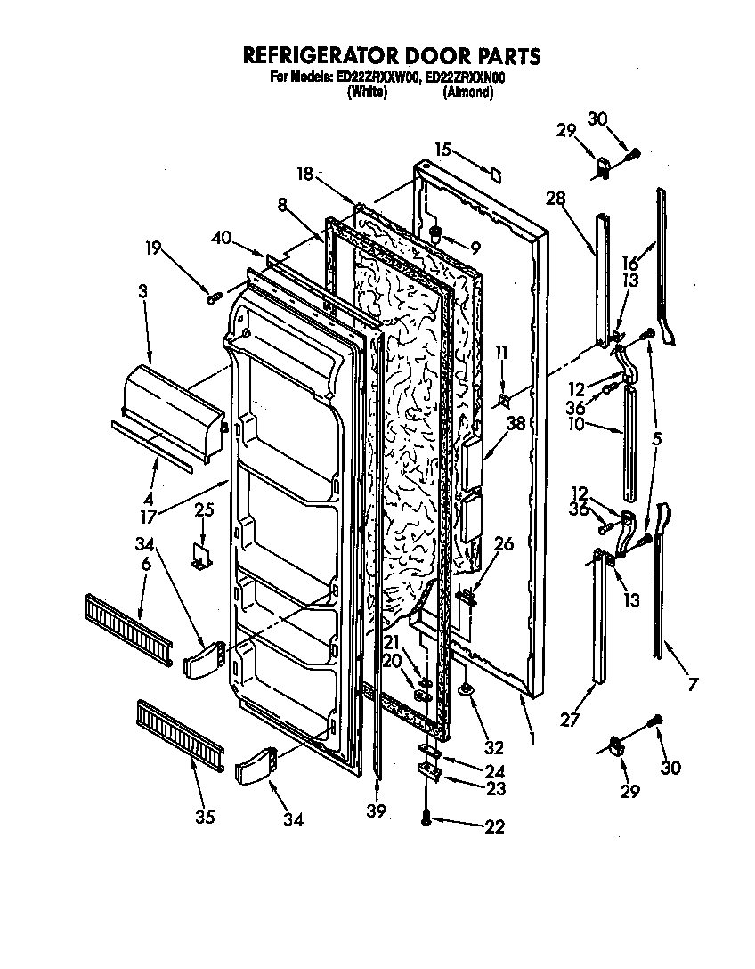 Whirlpool ED22ZRXXW00 refrigerator door diagram
