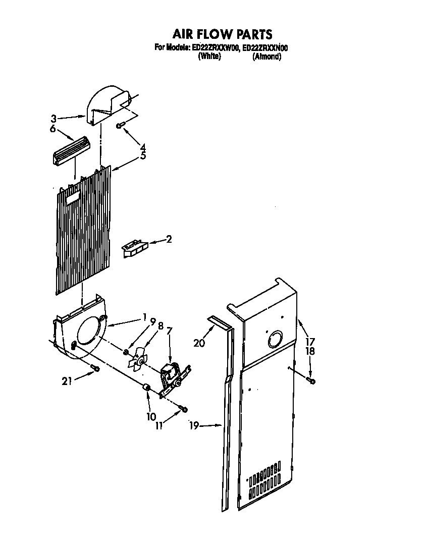 Whirlpool ED22ZRXXW00 air flow diagram