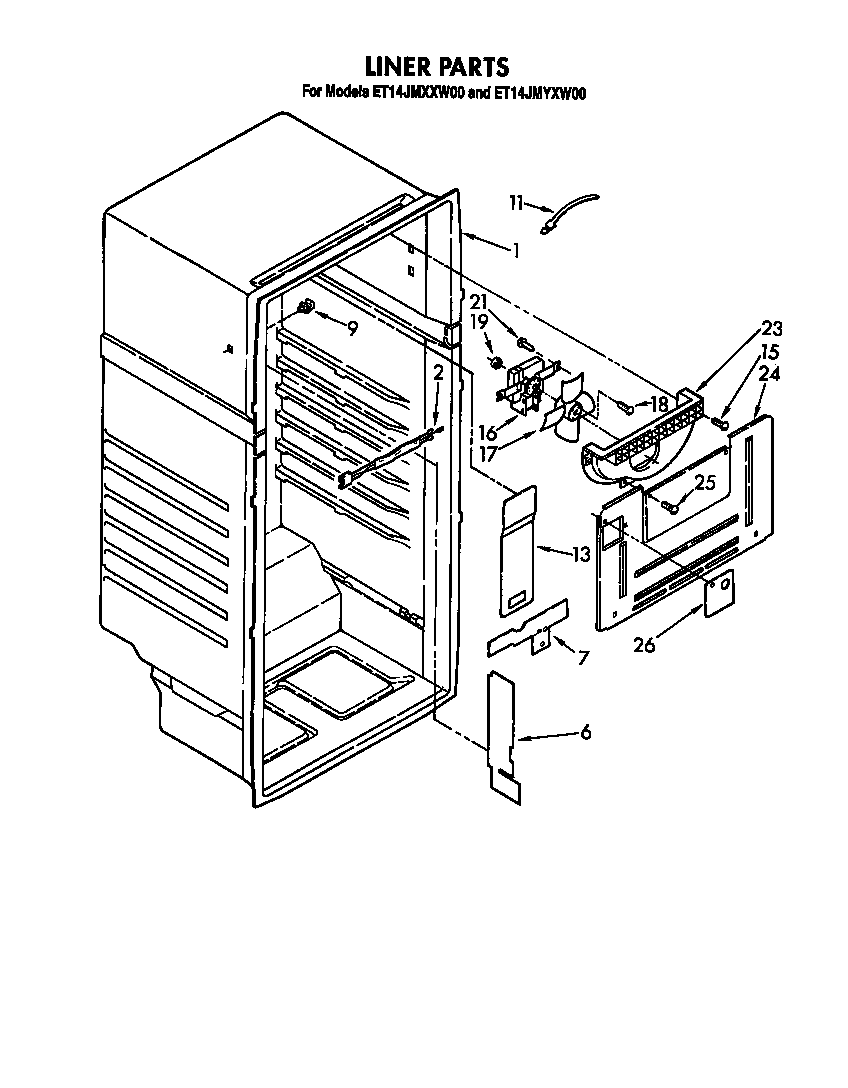 Whirlpool ET14JMXXW00 liner diagram
