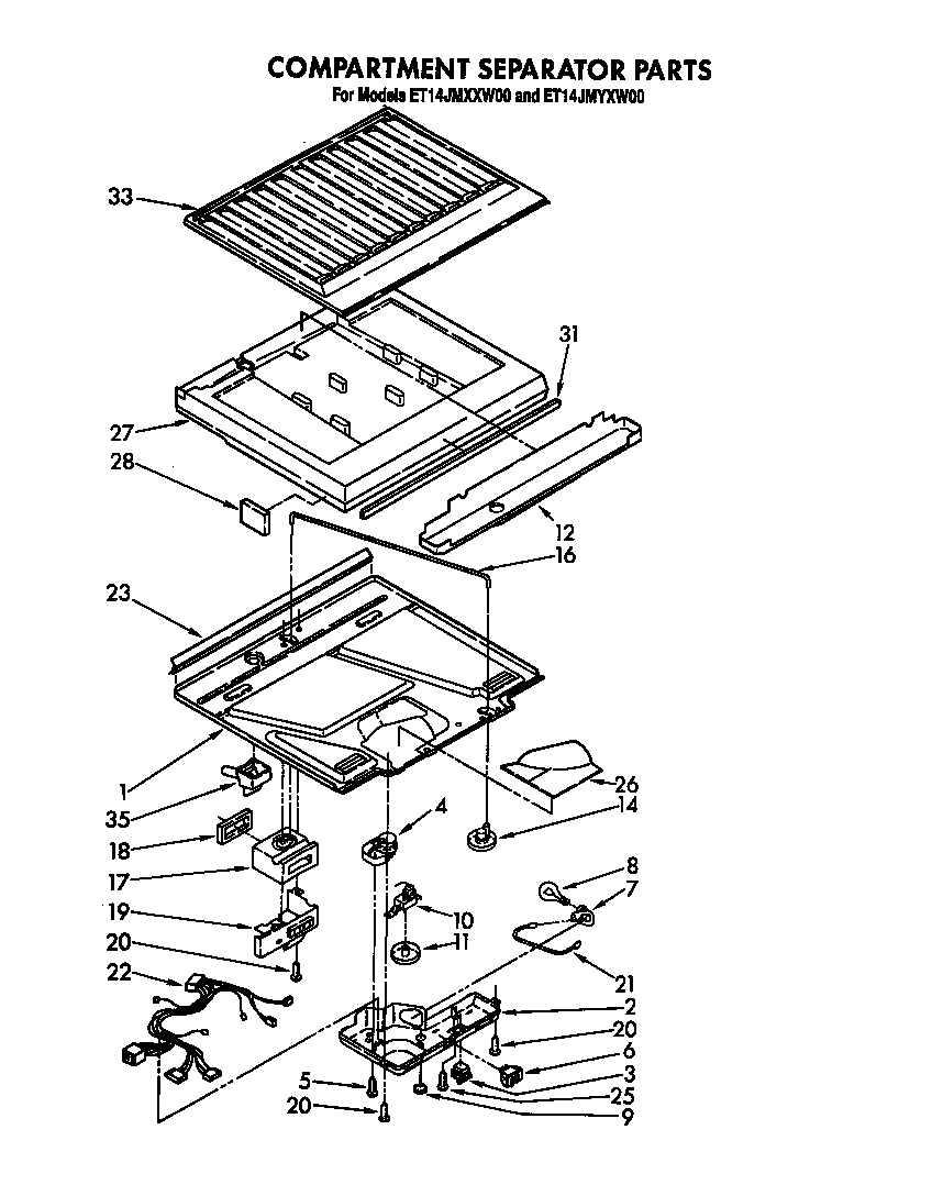 Whirlpool ET14JMXXW00 compartment separator diagram