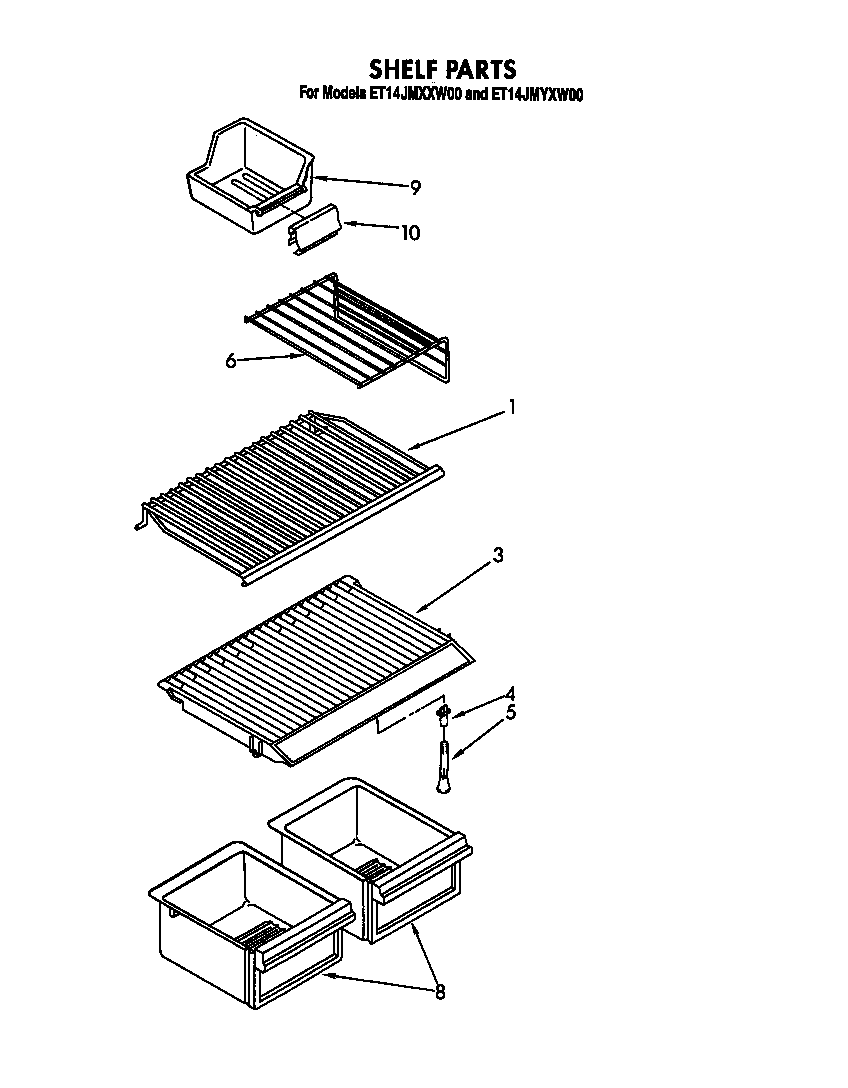Whirlpool ET14JMXXW00 shelf diagram