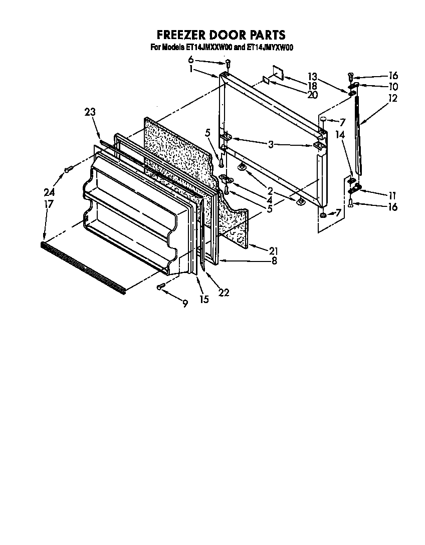 Whirlpool ET14JMXXW00 freezer door diagram