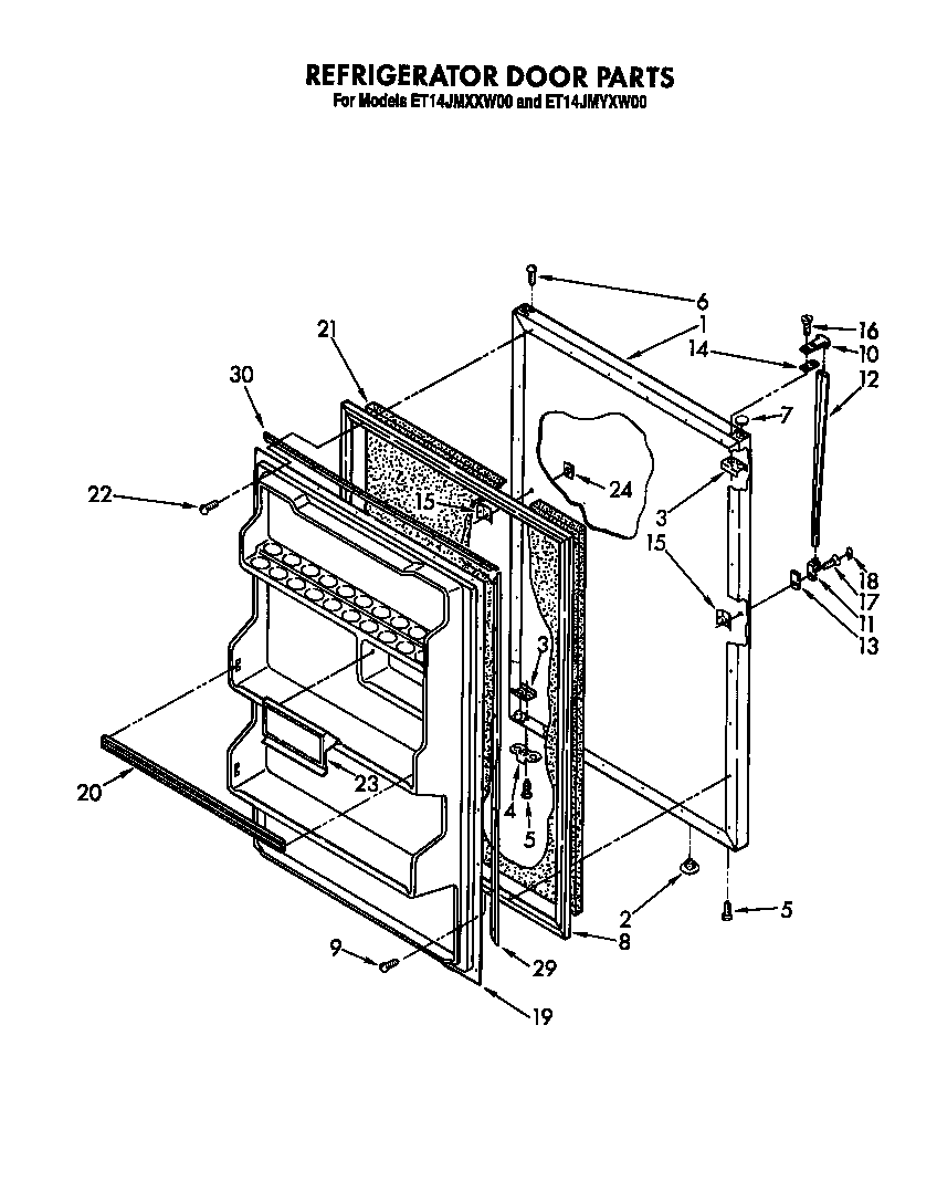 Whirlpool ET14JMXXW00 refrigerator door diagram