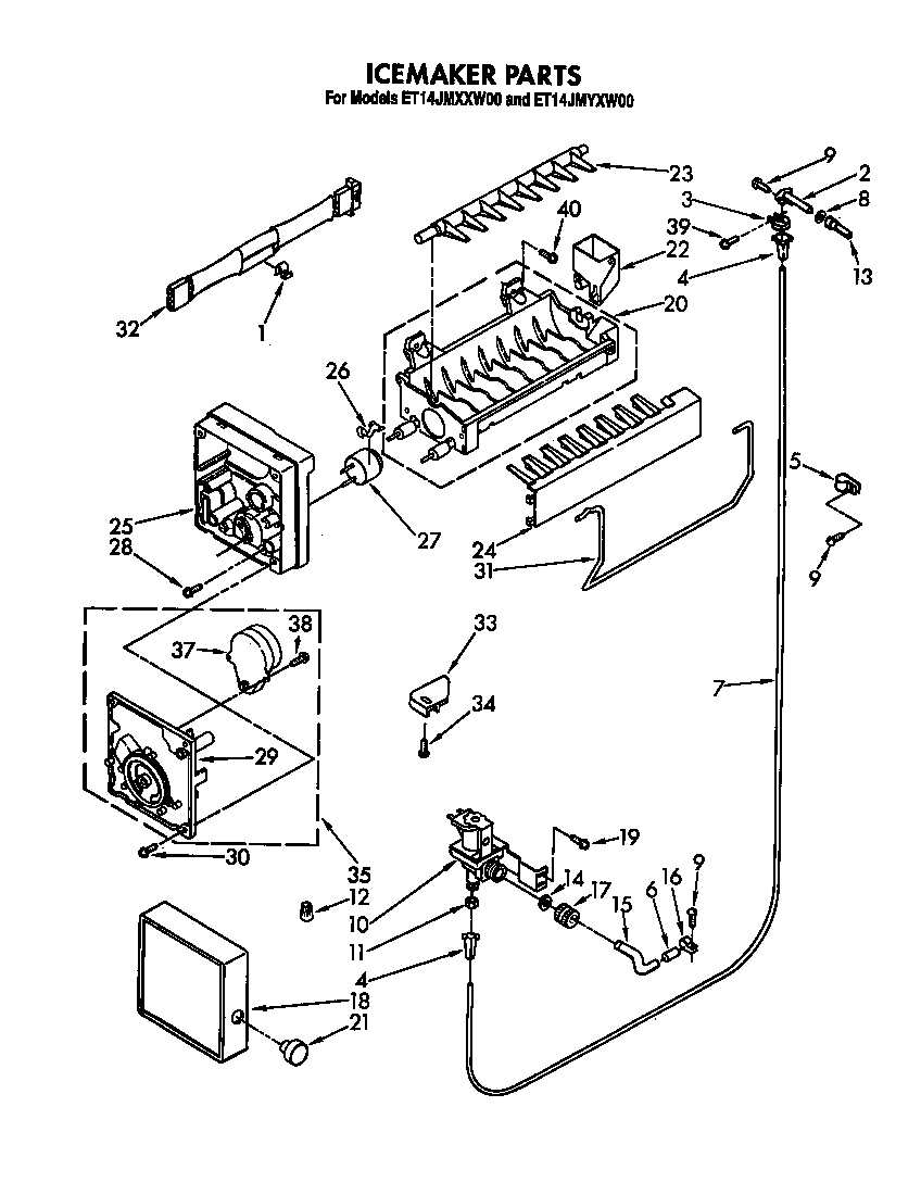 Whirlpool ET14JMXXW00 icemaker diagram