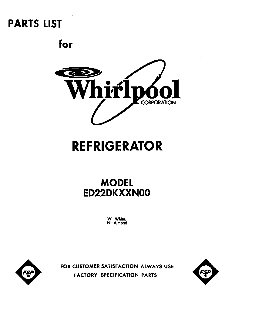 Whirlpool ED22DKXXW00 front cover diagram