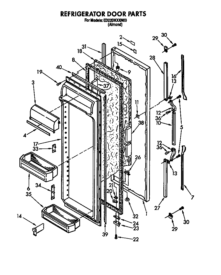 Whirlpool ED22DKXXW00 refrigerator door diagram