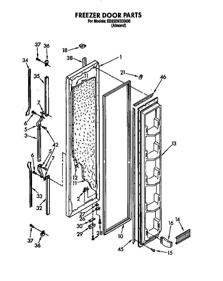 Whirlpool ED22DKXXW00 freezer door diagram