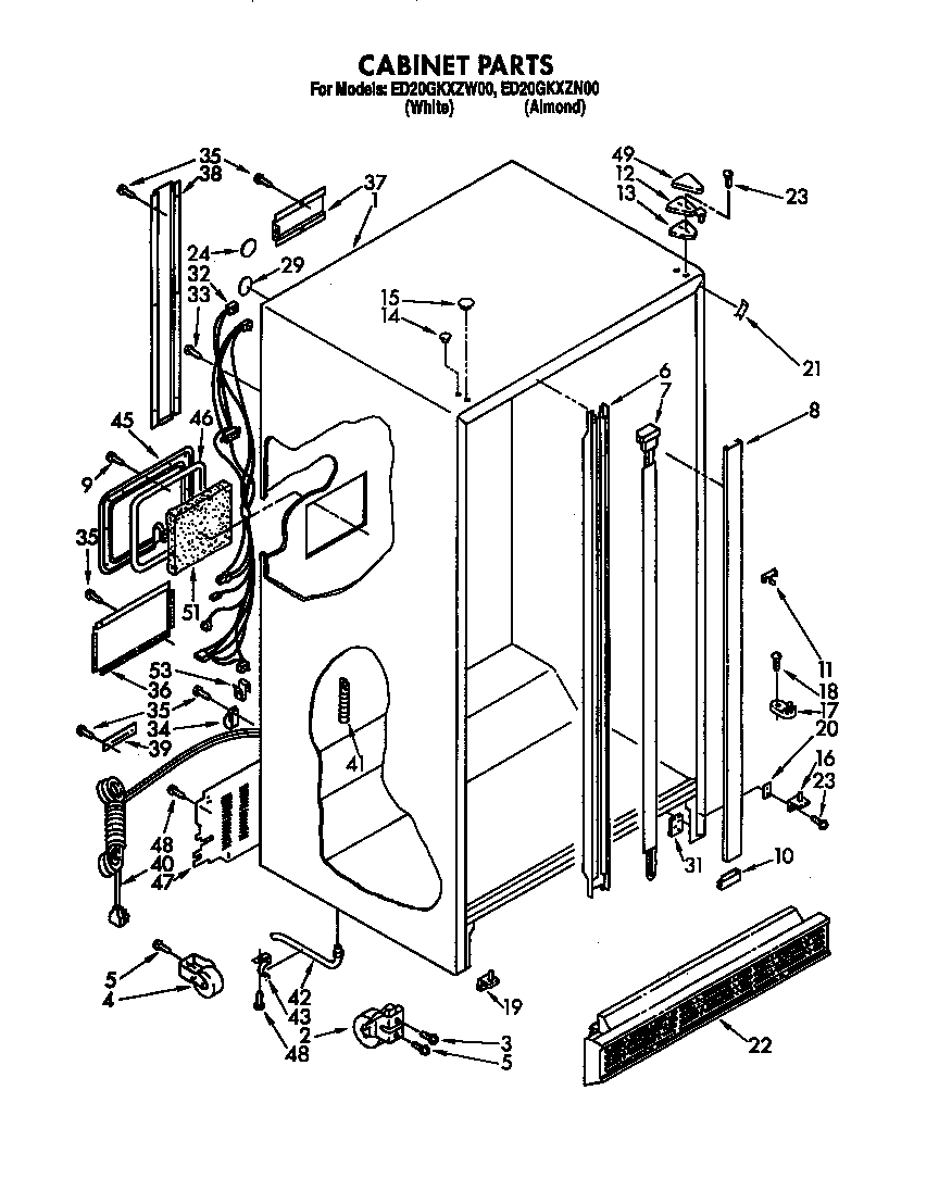 Whirlpool ED20GKXZN00 cabinet diagram