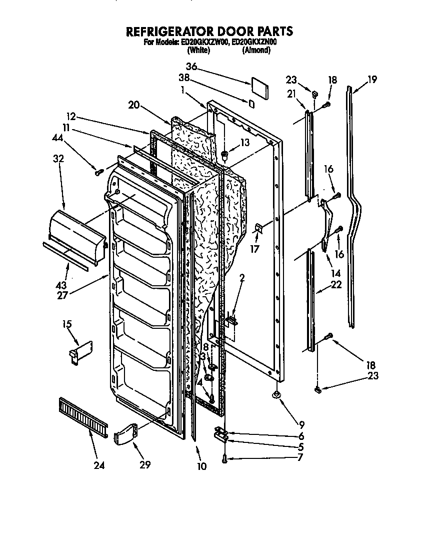 Whirlpool ED20GKXZN00 refrigerator door diagram