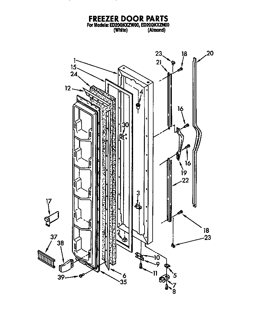 Whirlpool ED20GKXZN00 freezer door diagram