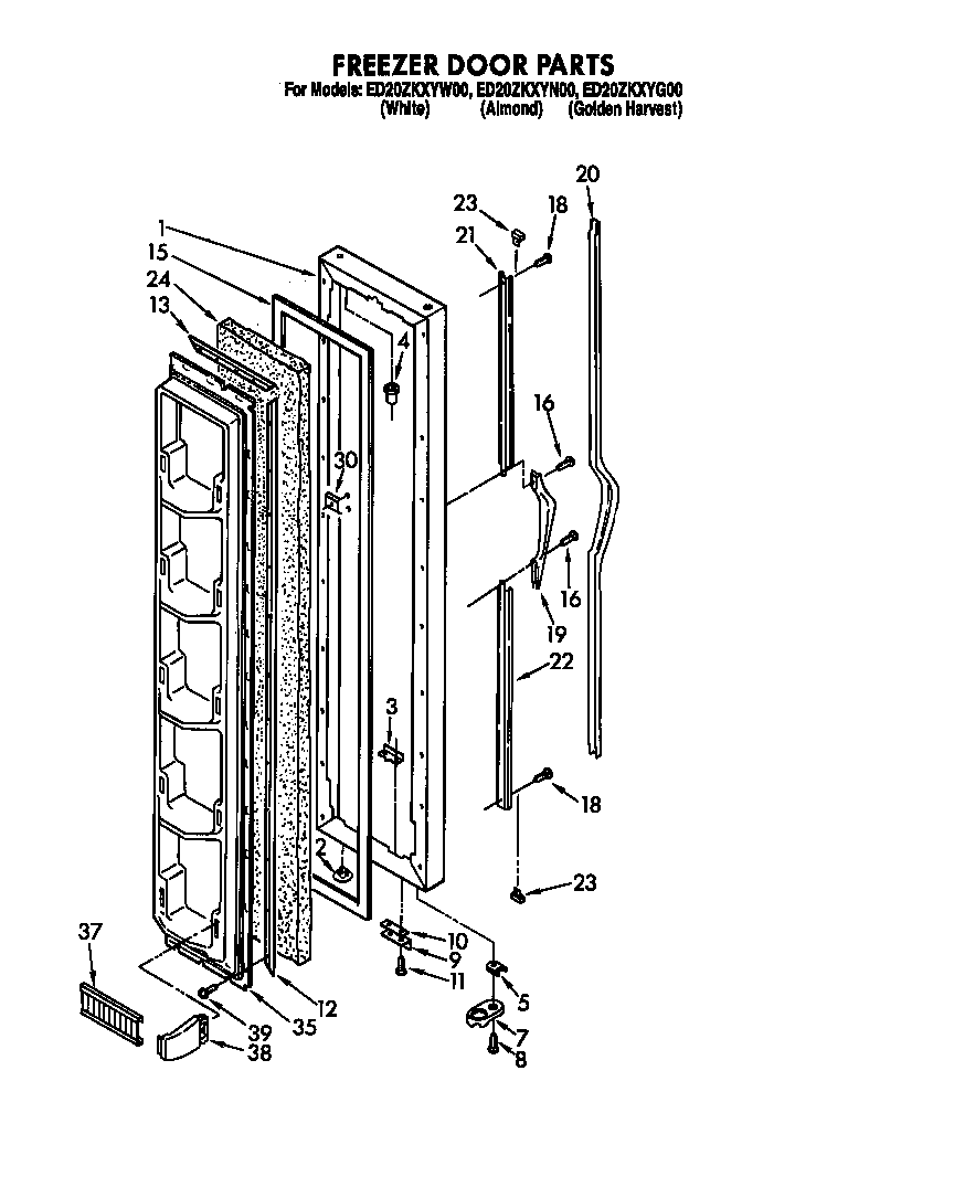 Whirlpool ED20ZKXYW00 freezer door diagram