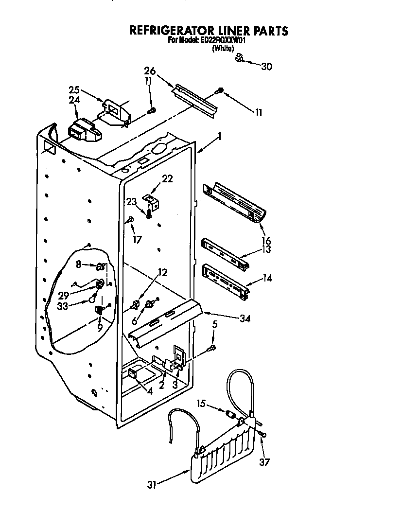 Whirlpool ED22RQXXN01 refrigerator liner diagram