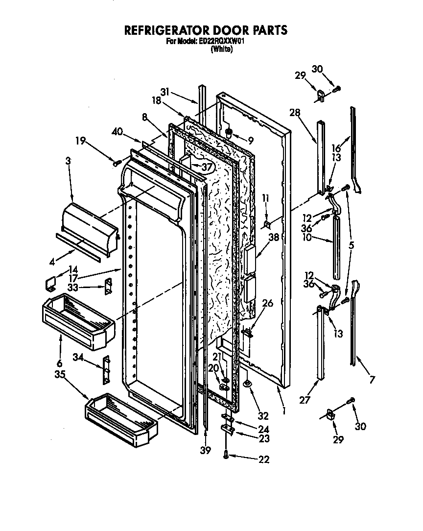 Whirlpool ED22RQXXN01 refrigerator door diagram