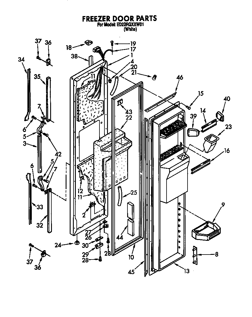 Whirlpool ED22RQXXN01 freezer door diagram